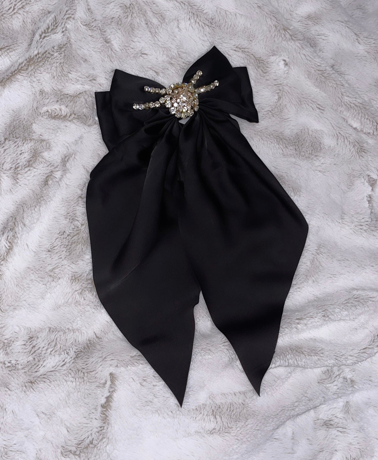 Black rhinestones bow