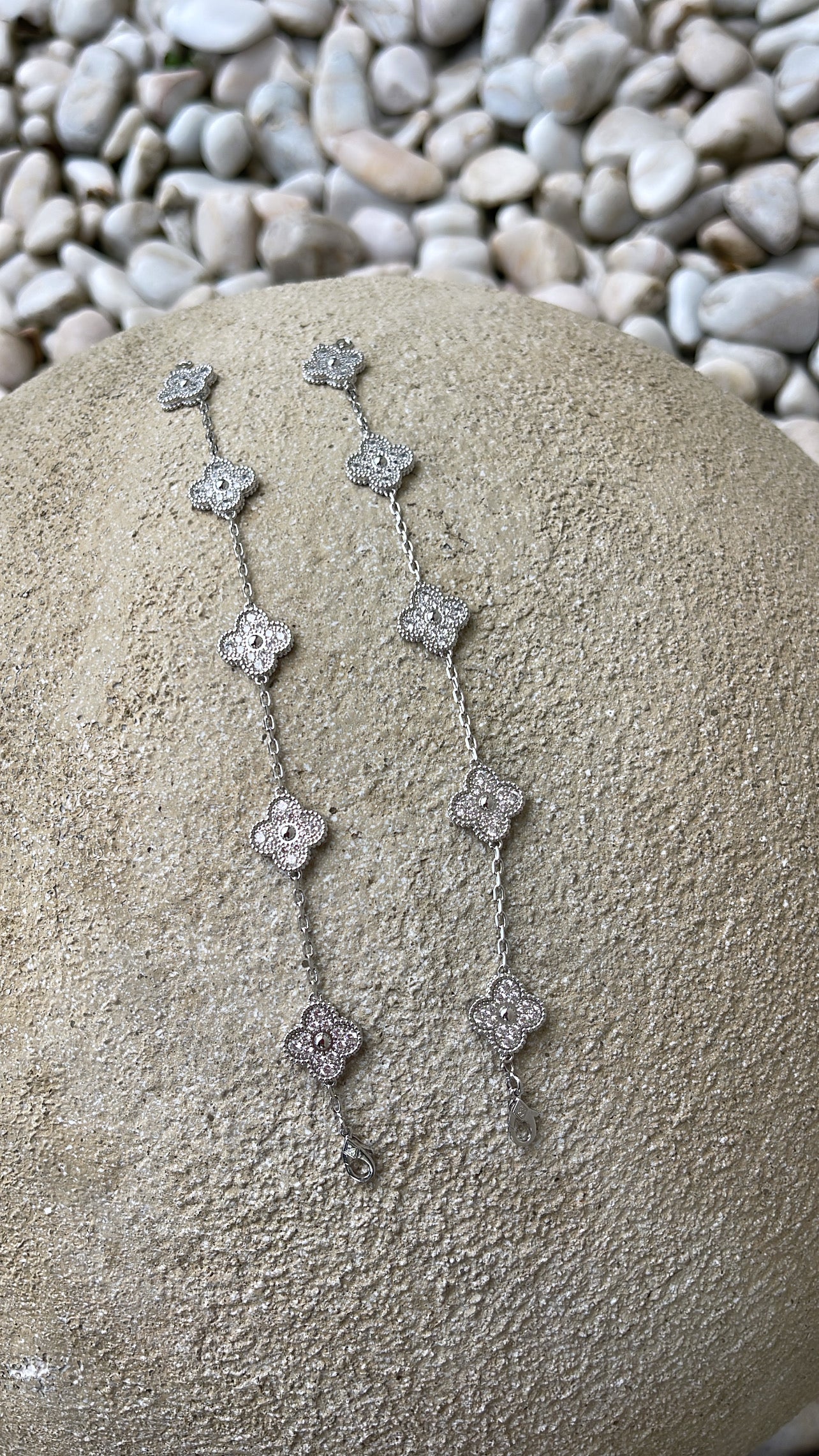Silver rhinestones clover