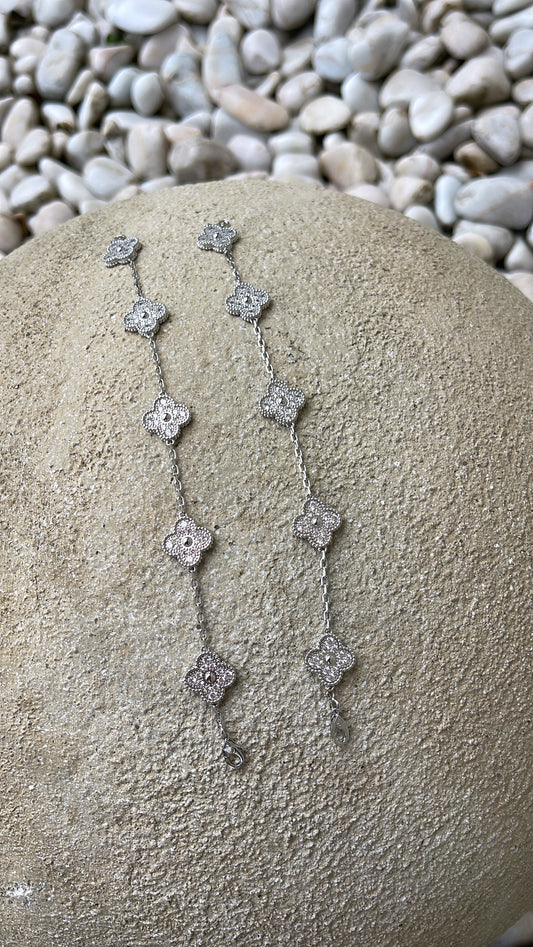 Silver rhinestones clover