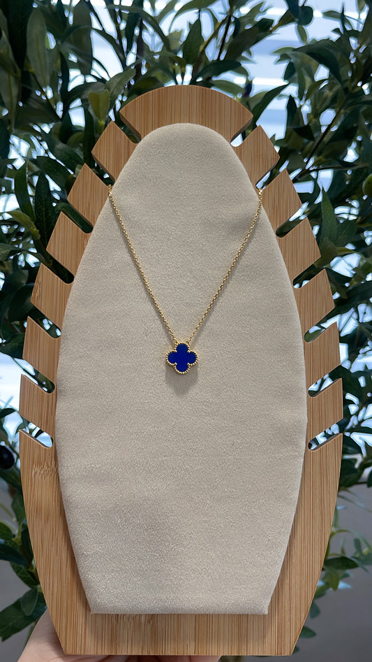 Blue clover necklace